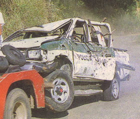 Autopatrulla destruido por las FARC