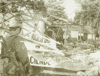 Estación de Policía de Becerril destruida por las FARC