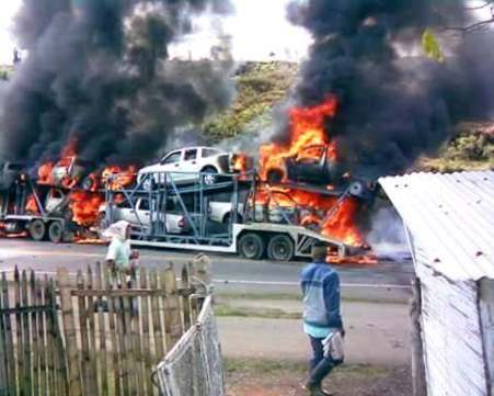 Camion nodriza destruido por el ELN